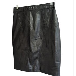 ADA Leather Skirt Women's Size 11 Black Pencil Lipsy Knee Length Skirt Button